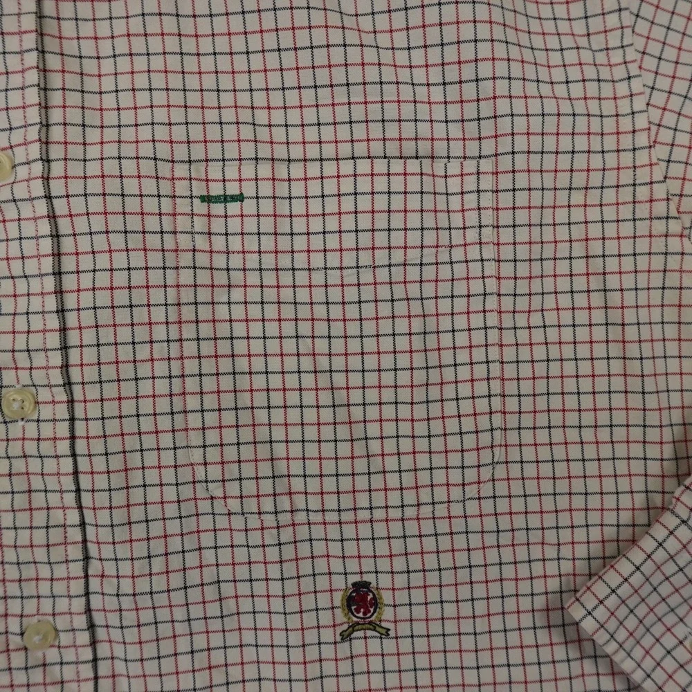 Tommy Hilfiger Shirt Mens Large Beige Crest Long Sleeve‎ Button Up Casual Preppy